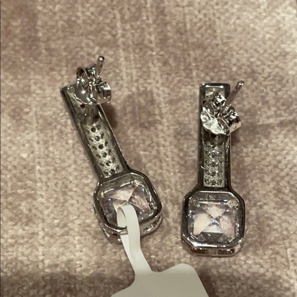 Cz Diamond Earrings Sterling Silver 925 Pave NWTS - Picture 6 of 9